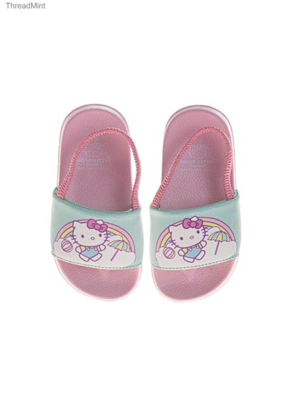 Girls Hello Kitty Slide Sandals w/ Backstrap, EVA Faux Leather, Beach Pool Shoes